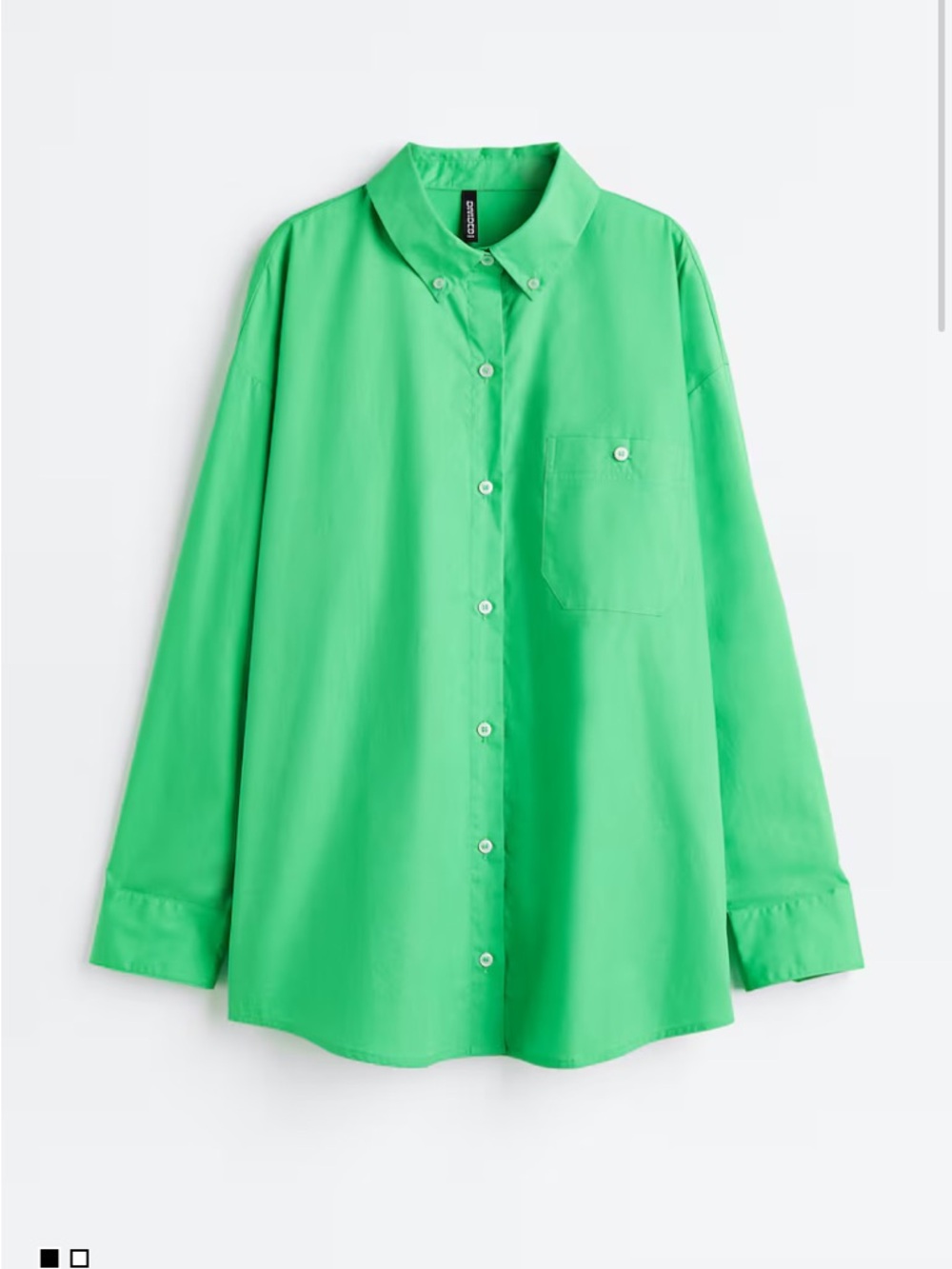 H&M Divided Green Oversized Poplin Shirt Small Button Up